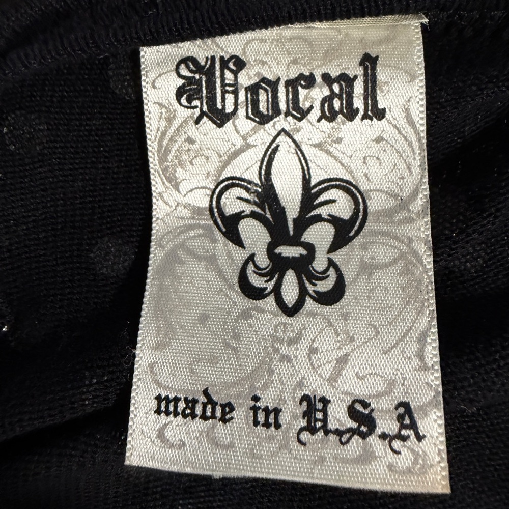 Vocal Black Long Vest with Rhinestone & Metal Studded Design, Size Large - Picture 8 of 9